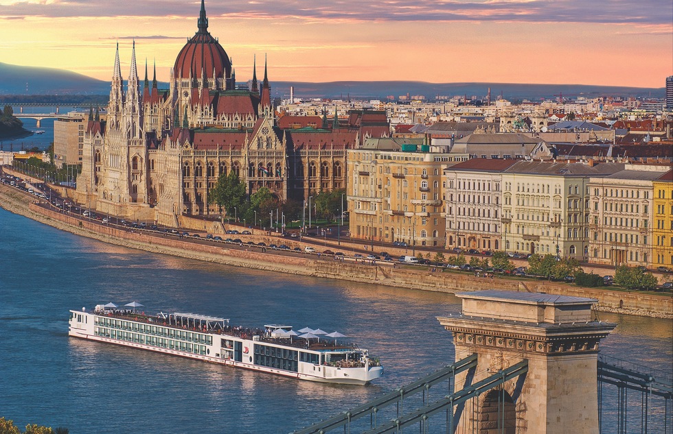 A river cruise ship on the Danube in Budapest