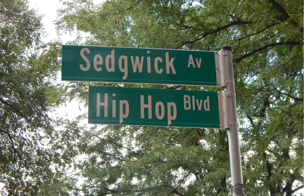 Hip Hop Blvd. street sign in the South Bronx of New York City